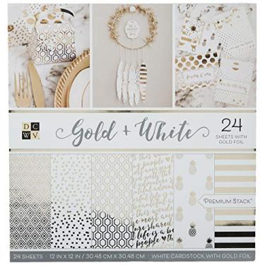 Imagem de DCWV PS-005-00599 Cartolina 30,5 cm X 30,5 cm Ouro e Branco Premium Impresso Cardstock Stack