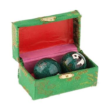Imagem de Vaveren 2 peças bolas de massagem para as mãos bolas de baoding com caixa de armazenamento duráveis suaves bolas de handebol chinesas para crianças pais de, panda verde