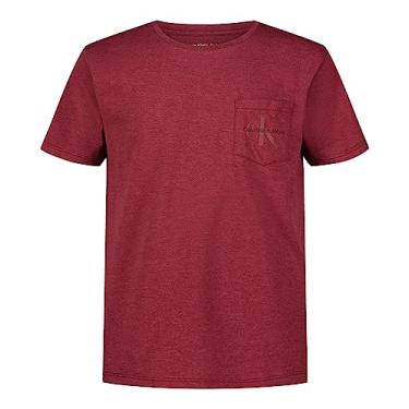 Imagem de Calvin Klein Camiseta masculina manga curta com bolso liso e gola redonda, Tapete vermelho mesclado, 18-20