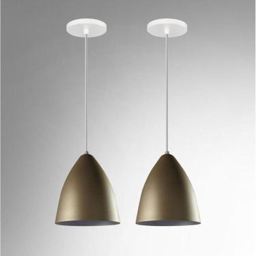 Imagem de Kit 2 Lustres Pendentes Modelo Vegas Luxo Dourado Com Branco