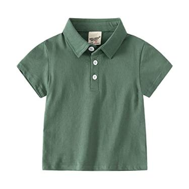 Imagem de Camiseta de Ação de Graças para meninos e crianças, camisa de flanela, jaqueta, manga curta, lapela e botões, Verde, 4-5T