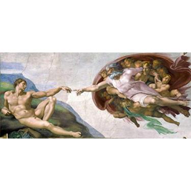 Imagem de A Criação de Adão de Michelangelo - 75x166 - Tela Canvas Para Quadro