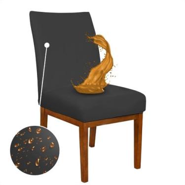 Imagem de Capa Cadeira Jantar Kit 6 Peças Chumbo Em Tecido Impermeável - Charme