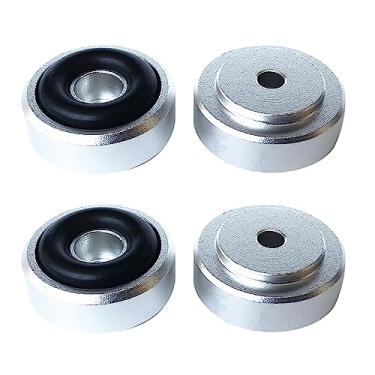 Imagem de ZEZEFUFU 4 x suportes de isolamento de alto-falante HiFi com almofadas de spike de alto-falante com anéis de borracha antiderrapantes para amplificador de rádio AMP de toca-discos de CD