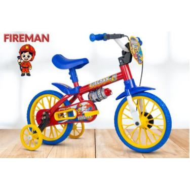 Imagem de Bicicleta Infantil Aro 12 Nathor Fireman (Sku: 39_09) Vermelho E Azul