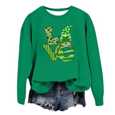 Imagem de Fantasias de Dia de São Patrício para mulheres, trevo verde, estampada, bonita, verde, para sair, roupas de cruzeiro, Camisa feminina Green St Patricks Day, P