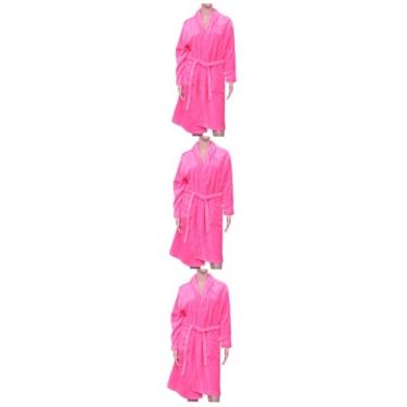 Imagem de PACKOVE 3 Pecas pijamas roupão feminino mulheres de camisola roupão de lã mulheres roupa de dormir de flanela feminina homem e mulher roupão de banho manto amantes
