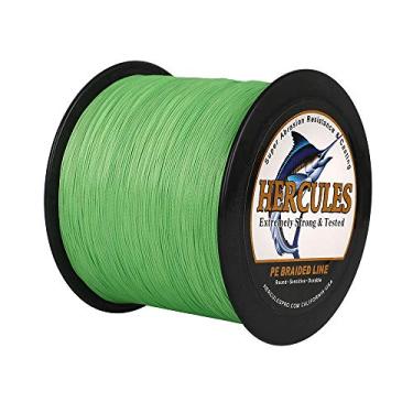 Imagem de Hercules Linha de pesca trançada super forte 4 fios super econômico de 1,8 kg a 2,3 kg Teste para água salgada, 109/328 / 547/1094 jardas (100 m / 300 m / 500 m / 1000 m), Diam# 0,08 mm - 0,55 mm Pesca esportiva, Fluorescent Green, 100LB(45.4KG)-0.55MM-1094YDS(1000M)