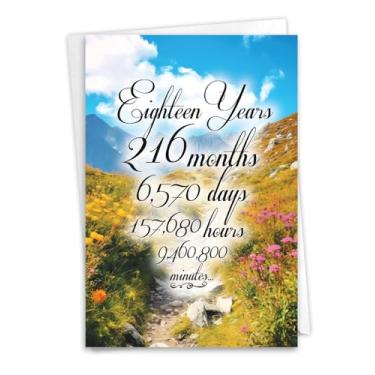 Imagem de NobleWorks, Cartão comemorativo de recuperação do 18º aniversário com envelope de 12,7 x 18,8 cm (1 cartão) cartão de notas de aniversário de sobriedade marco, contagem de tempo de 18 anos C9404AAG