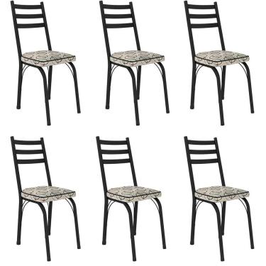 Imagem de Kit 6 Cadeiras Tubular Nara 141 de Aço Cromo