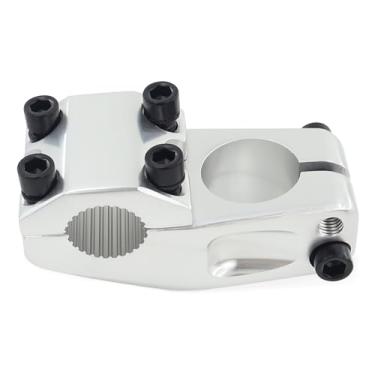 Imagem de MAKELEN Haste de bicicleta para BMX bicicleta liga de alumínio engrenagem fixa haste de bicicleta prata brilhante