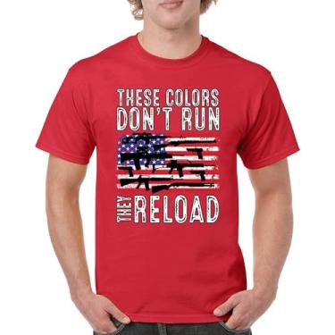 Imagem de Camiseta masculina These Colors Don't Run They Reload 2nd Amendment 2A Second Right American Flag Don't Tread on Me, Vermelho, XXG