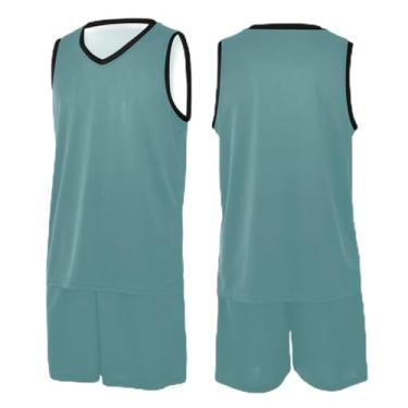 Imagem de CHIFIGNO Camiseta de basquete azul roxo gradiente, camisa de tiro de basquete, camiseta de treino de futebol PP-3GG, Cadet Blue, XXG