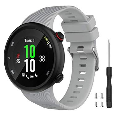 Imagem de Watbro Compatível com a pulseira Garmin Forerunner 45, pulseira de relógio esportiva de silicone macio, pulseira de fitness, pulseira para relógio inteligente Garmin Forerunner 45., Cinza
