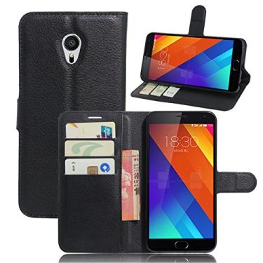 Imagem de Capa carteira MEIZU MX6, capa carteira flip de couro PU premium com compartimento para cartão, suporte e fecho magnético [capa interna à prova de choque de TPU] Compatível com MEIZU MX6