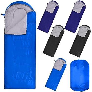Imagem de Pacote com 6 sacos de dormir para adultos sacos de dormir com envelope quente para 4 estações, sacos de dormir leves à prova d'água com saco de compressão para acampamento ao ar livre, mochilão, caminhadas (cores clássicas)