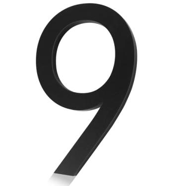 Imagem de Números externos da casa, adesivos autoadesivos para caixa de correio números e letras para porta de apartamento casa de fazenda caixa de correio escritório hotel fora, números de endereço e letras, preto fosco acrílico número 9