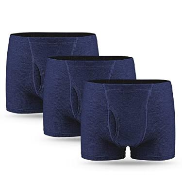 Imagem de Cueca masculina para incontinência, 3 peças, cuecas boxer para incontinência premium, 4 camadas de proteção contra absorção, roupa íntima lavável para incontinência para homens com área absorvente frontal e traseira cueca boxer urinária
