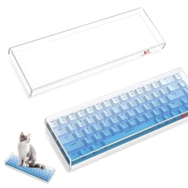 Imagem de ZIYOU LANG KC02 Capa de teclado transparente de acrílico (12,28 * 4 * 0,9'') com capa protetora à prova de poeira, à prova d'água, anti-impacto e anti-gato para teclado mecânico de 61/64/68 teclas