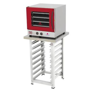 Imagem de Kit Forno Turbo Eletrico Fast Oven Prp-004 G2 Vermelho 127V + Bancada Mes-004 Progas