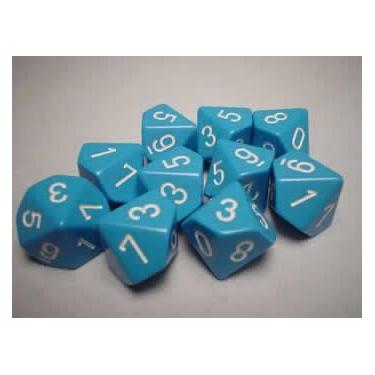 Imagem de Chessex jeux de dés : Opaque-Bleu Clair Blanc-Ten avec face Die d10 Lot de 10