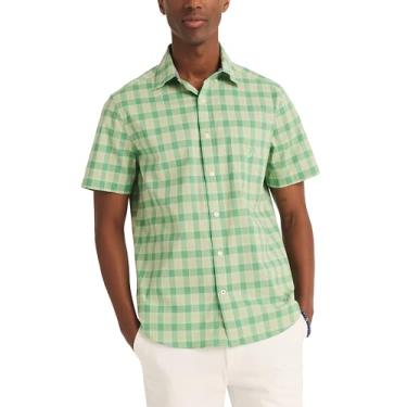 Imagem de Nautica Camisa masculina de manga curta xadrez sustentável, Verde claro, G