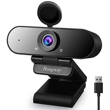 Imagem de Webcam com microfone estéreo e capa de privacidade, Full HD 1080p por terminal USB, grande angular de 110 ° para conferências, ensino à distância ou reunião, bate-papo por vídeo, chamadas, jogos em