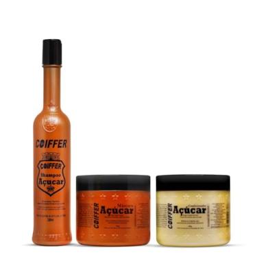 Imagem de Kit Shampoo e Condicionador de Açucar Coiffer 3 Passos Cabelos Emborrachados Cliente, tb, Coiffer
