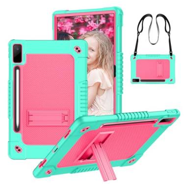 Imagem de FIEWESEY Capa para Lenovo Tab P12, capa para tablet Lenovo Tab P12 de 12,7 polegadas, resistente à prova de choque com alça de ombro para Lenovo Tab P12 2023/2024/Xiaoxin Pad Pro (verde + rosa)