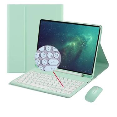 Imagem de HAOWSTRANG Capa de teclado para iPad Air 13 polegadas (M2) 2024, teclado magnético removível sem fio ABNT2 Bluetooth com suporte para caneta, função Sono/Despertar automático (Verde)