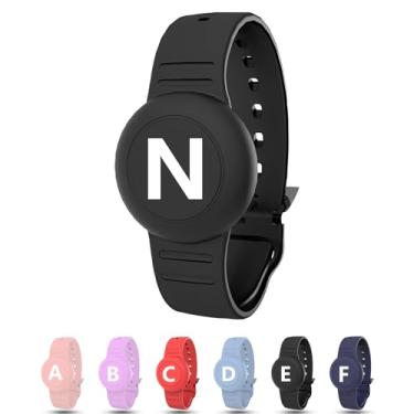 Imagem de Pulseira à prova d'água para AirTag Kids, suporte oculto personalizado com letra inicial compatível com Air Tag, capa de silicone para AirTag, rastreador GPS antiperda ajustável para crianças idosas