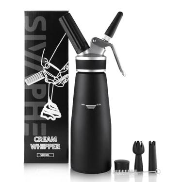 Imagem de Sivaphe Dispensador profissional de chantilly, recipiente de grau de alumínio, batedor de creme resistente caseiro, cafeteira nitro batida portátil preta (carregadores de 8 g não incluídos)
