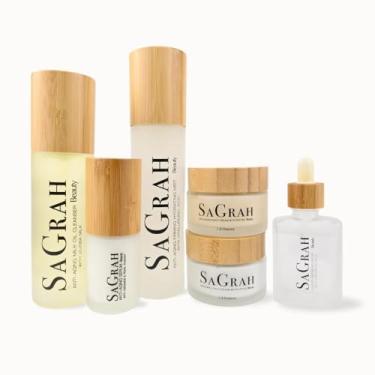 Imagem de SaGrah Beauty Box, conjunto Trio Skincare, hidratantes diurnos e noturnos, gotas bronzeadoras, rotina de pele brilhante