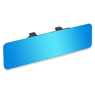 Imagem de (Versão mais recente) SkycropHD Espelho retrovisor antirreflexo antirreflexo interior panorâmico grande angular elimina pontos cegos para carro, SUV e caminhão, plano, 30 cm (azul)