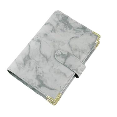 Imagem de Joucien Caderno de folhas soltas com padrão de mármore A6, clipe de folha solta de couro PU Ledger-Mármore + protetor de canto: cinza (concha única)