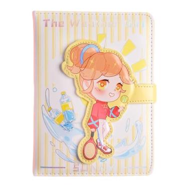 Imagem de Joucien Página de título tridimensional colorida Hot Stamping Hand Ledger PU Magnetic Buckle Hand Ledger Student Girl Cute Notebook-Weather Girl B