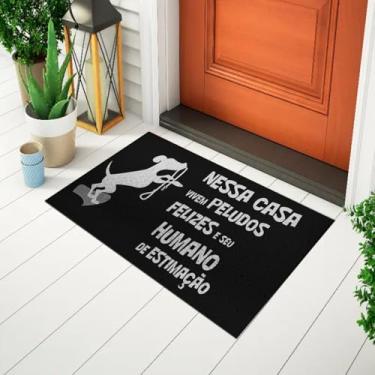 Imagem de Capacho De Porta Divertido e Criativo Tapete Decorativo Frase - Peludos Felizes Cão Ca391