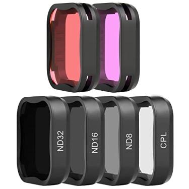 Imagem de SOONSUN Pacote com 6 filtros de lente para GoPro Hero 7 6 5 preto (ND8, ND16, ND32, CPL, vermelho claro, filtro magenta), kit de filtros de polarização circular e mergulho de densidade neutra para