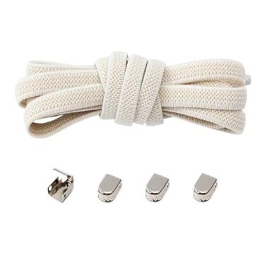 Imagem de No Tie Shoelaces Metal Buckles Elastic For Sneakers One Size Fits All Adult Kids Laces Lazy Sport Rubber Shoestrings(Beige)