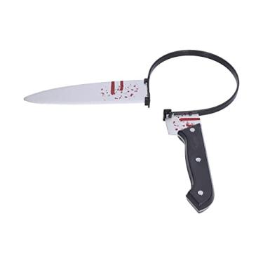 Imagem de plplaaoo Halloween Bloody Headband, Knife Weapon Headband, Perforator Sharp Knife Headband Scary Realistic Prank Prop Safe and Practical Headband Decoration Accessories Zombie Cosplay Props