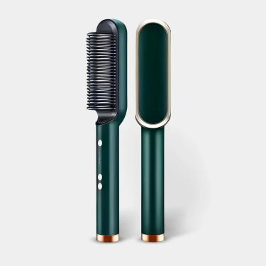 Imagem de Escova Pente Alisadora Para Cabelo Profissional Verde