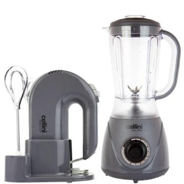 Imagem de Kit Cellini Liquidificador + Batedeira Facility Cinza e Preto 127v