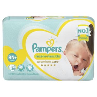 Imagem de Fralda pampers premium care rn+ 36 unidades até 6 kg, RN, 36