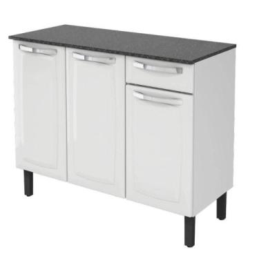 Imagem de Balcão Itatiaia Rose IG3G1 105cm 3 Portas 1 Gaveta, Branco