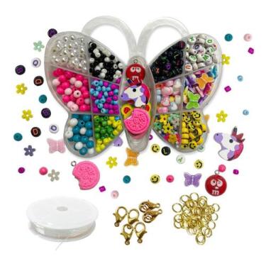 Imagem de Kit Missanga Infantil Colorida 1090 Pingente Letra Pulseira - Adb