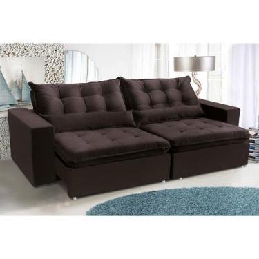 Imagem de Sofá 4 Lugares PARIS 2,90 Metros marrom Retrátil Reclinável com molas 