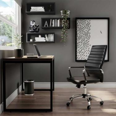 Imagem de Cadeira de Escritório Diretor Giratória Free Office Preta - Mobly