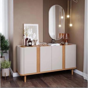 Imagem de Aparador Buffet 4 Portas Pés de Madeira Retrô para sala de jantar Eva 