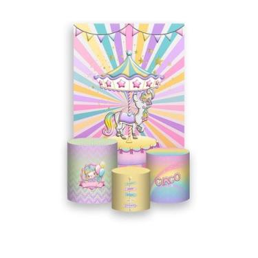 Imagem de Painel De Festa Vertical 1,50 x 2,20 + Trio De Capas Cilindro -  Circo