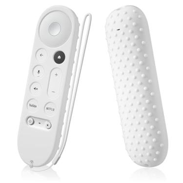 Imagem de AKSHFETH Capa de controle remoto para Google TV Streamer 4K Remote 2024 Google GY3LE capa protetora de silicone com cordão (branco)